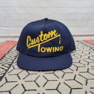CUSTOM TOWING VINTAGE NAVY TRUCKERS HAT, ONE SIZE